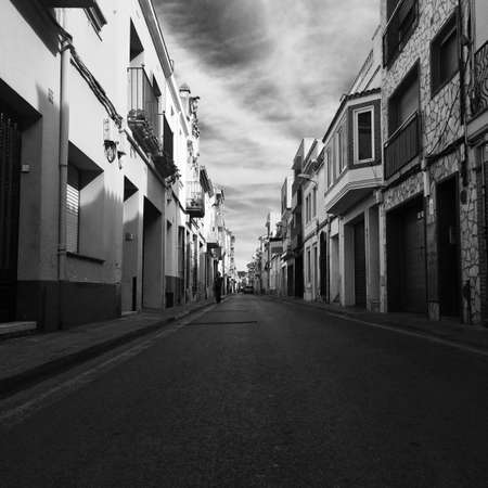 Abandoned street of Malgrat del Mar during summer weekend, Spainのeditorial素材