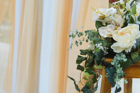 Wedding ceremony in Boho style. Decor and floristryの写真素材