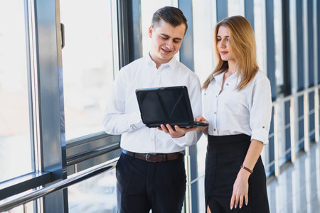 Business partners meeting inside buildingの写真素材