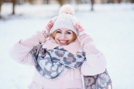 beautiful smiling woman winter portrait