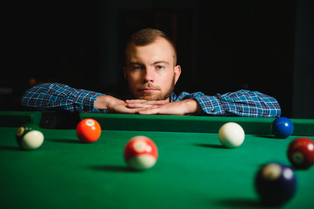 Playing billiard - Close-up shot of a man playing billiard