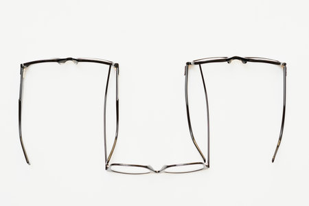 Black eyeglasses with white backgroundの写真素材