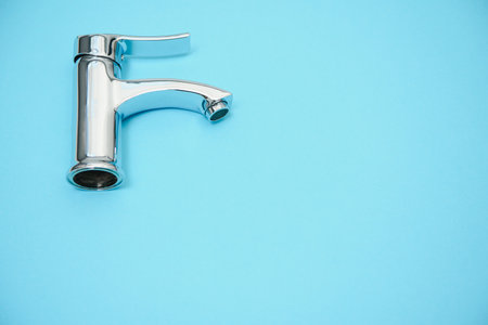 Double handle water tap. New chrome or steel mixer tap