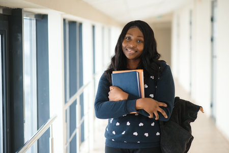 beautiful female african american university student portrait