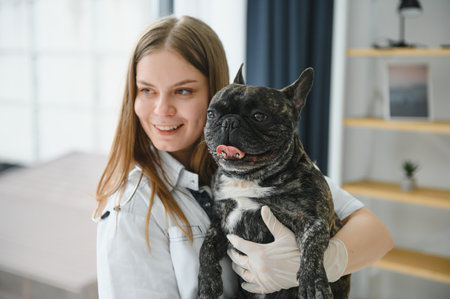 French Bulldog in a veterinary clinic. Veterinary medicine concept