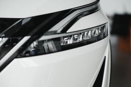 headlight of modern prestigious car close up