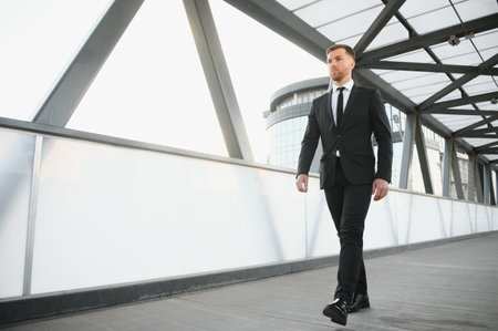 Handsome man going for meeting.の写真素材