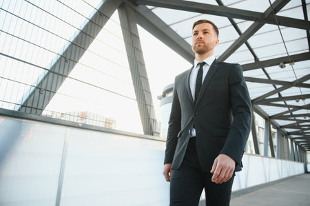 Handsome male model posing wearing a back suitの写真素材