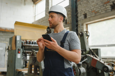 worker in the factory on the machine.の写真素材