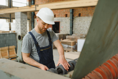 worker in the factory on the machine.の写真素材
