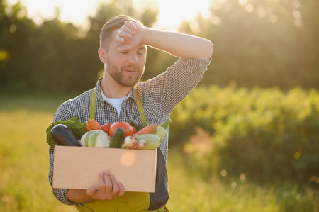 Wooden box filled with fresh vegetables.の写真素材
