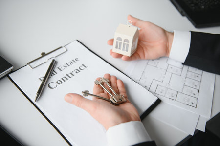 real estate agent in office.