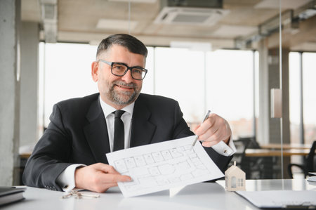 real estate agent in office.