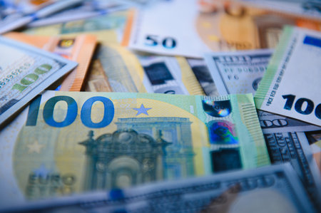 background of the different euro banknotes.