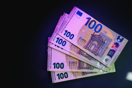 100 currency money hundred euro bills.の写真素材