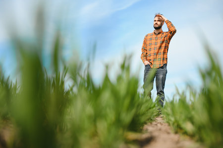 Portrait of a farmer standing in the field