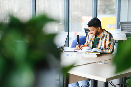 Handsome and young indian male college studentの写真素材