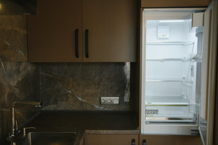 Beautiful Modern Kitchen in a Luxury Apartmentの写真素材