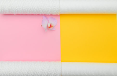 cartridges for water purification on a colored background. Concept of clean water at home.の写真素材