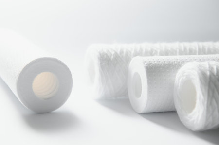 cartridges for water filter on white.の写真素材