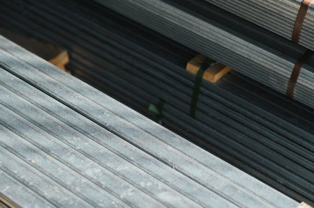 stack of square steel pipes for construction supplies.thailand.の写真素材
