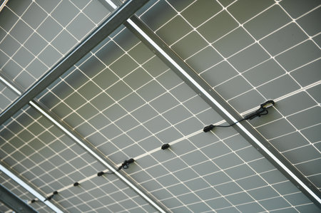 Solar panel, photovoltaic, alternative electricity source - selective focus, copy space.