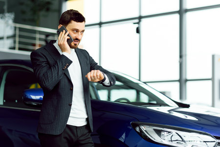 Man buying the car. businessman in a car salonの写真素材