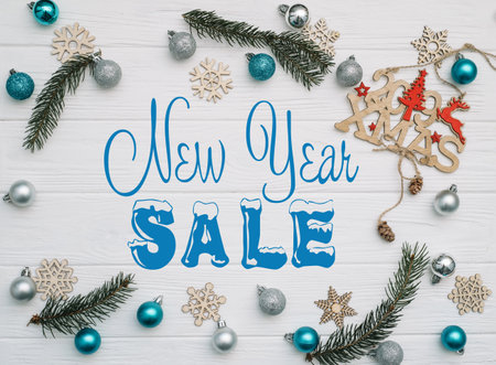 Board with post new year saleの写真素材