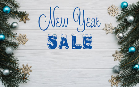 Board with post new year saleの写真素材