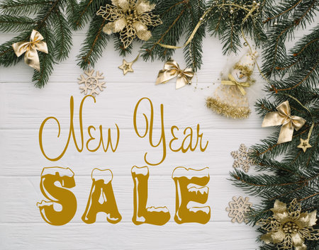 Board with post new year saleの写真素材