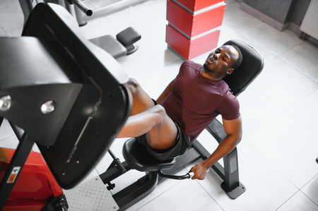 Portrait of male African American athlete on training.の写真素材