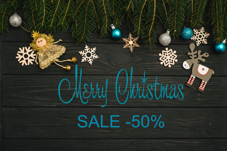 Board with post Merry Christmas sale.の写真素材