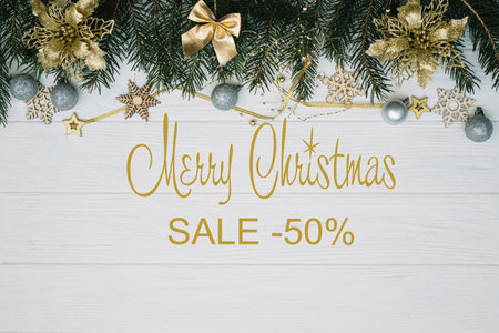 Board with post Merry Christmas sale.の写真素材