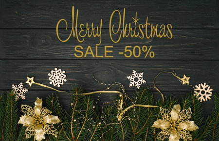 Board with post Merry Christmas sale.の写真素材