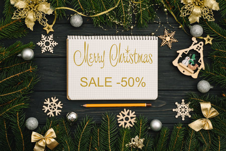 Board with post Merry Christmas sale.の写真素材
