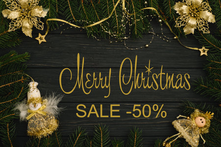 Board with post Merry Christmas sale.の写真素材