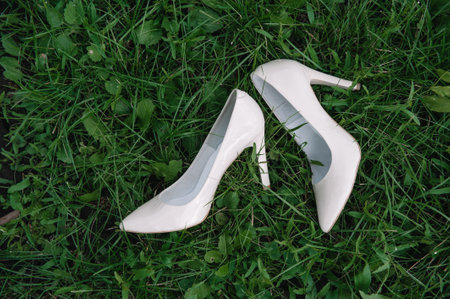 Elegant and stylish bridal shoes.の写真素材
