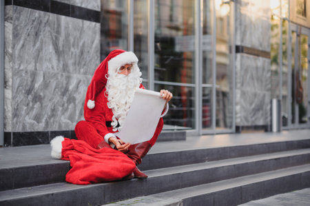 Santa Claus at the storeの写真素材