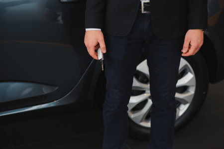 concept of buying a new car in a car showroomの写真素材