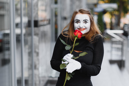 The girl with makeup of the mime. improvisation.の写真素材
