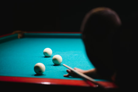 Playing billiard - Close-up shot of a man playing billiard