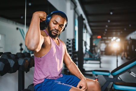 healthy african american man resting after workout