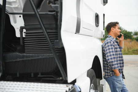 Portrait of an Indian truck driver.の写真素材