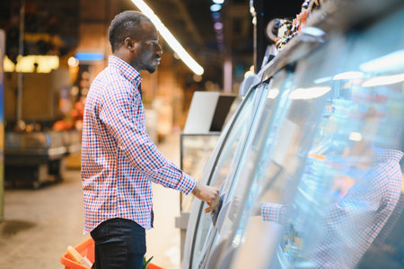 African American Man shopping in a supermarket.の写真素材