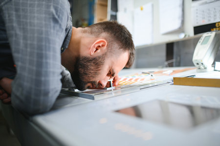 Portrait of a printing house worker.の写真素材