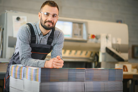 Portrait of a printing house worker.の写真素材
