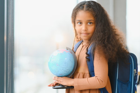 portrait of African American schoolgirl at school.