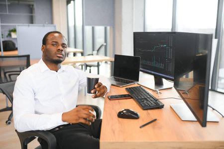 Business stock trader man working on crypto currency markets with blockchain technology.