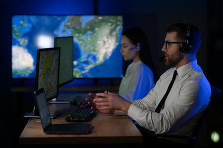 Dispatching support centers for freight transportation. Logistics and navigation of cargo delivery.