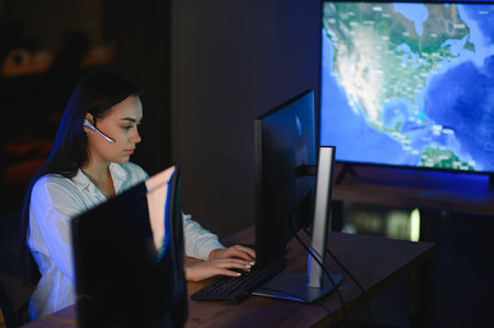 Dispatching support centers for freight transportation. Logistics and navigation of cargo delivery.